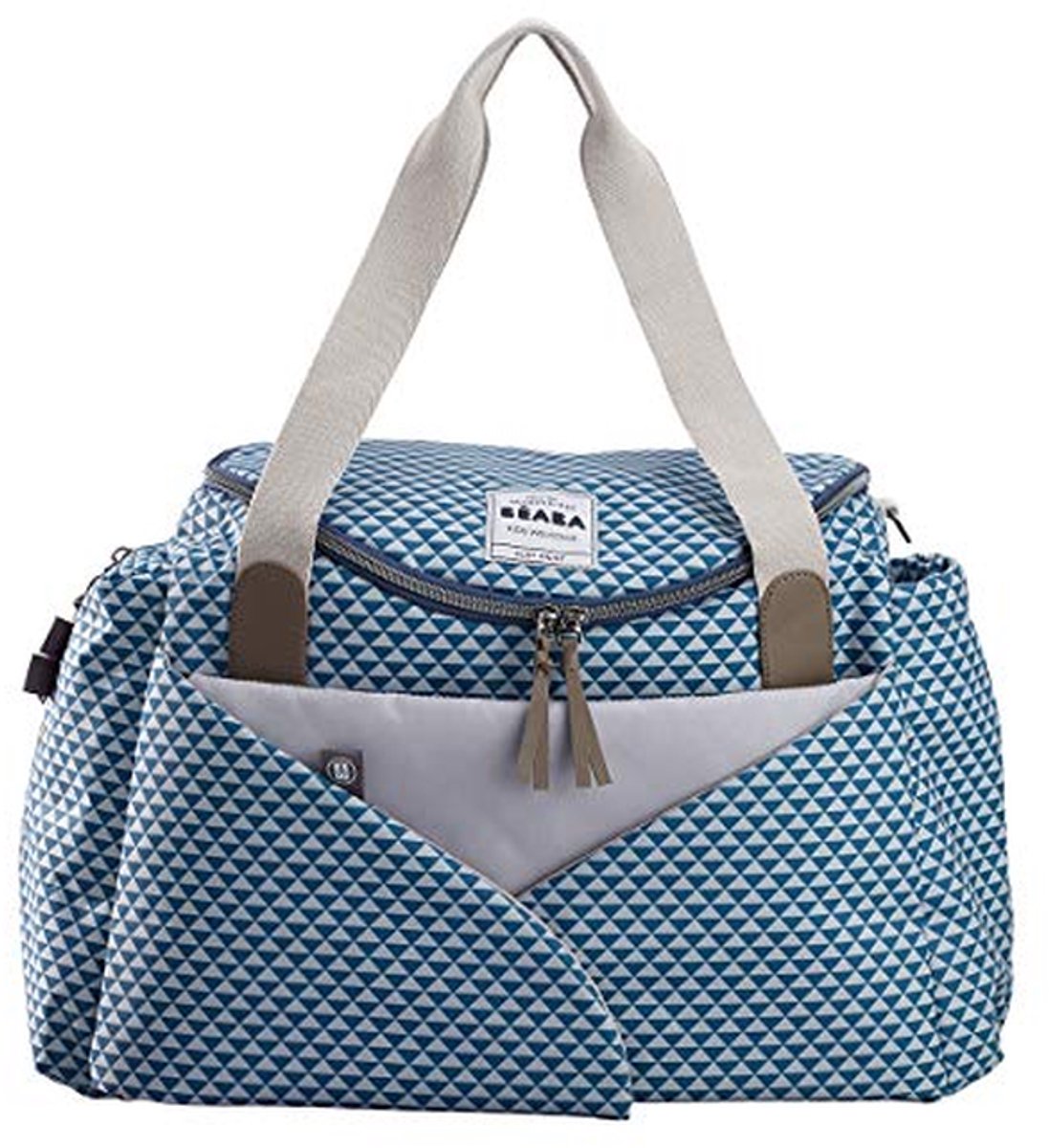 Baby Verschoontas - Mamadraagtas - Babyverzorging Onderweg - Geïntegreerd Aankleedkussen - Grote Capaciteit - Print Blauw