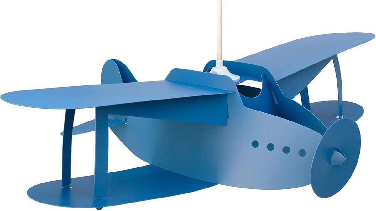 Plafondlamp Kinderkamer - Hanglamp Vliegtuig - Decoratie Kamer - Gemaakt in Frankrijk - 67x48x15 cm - Blauw