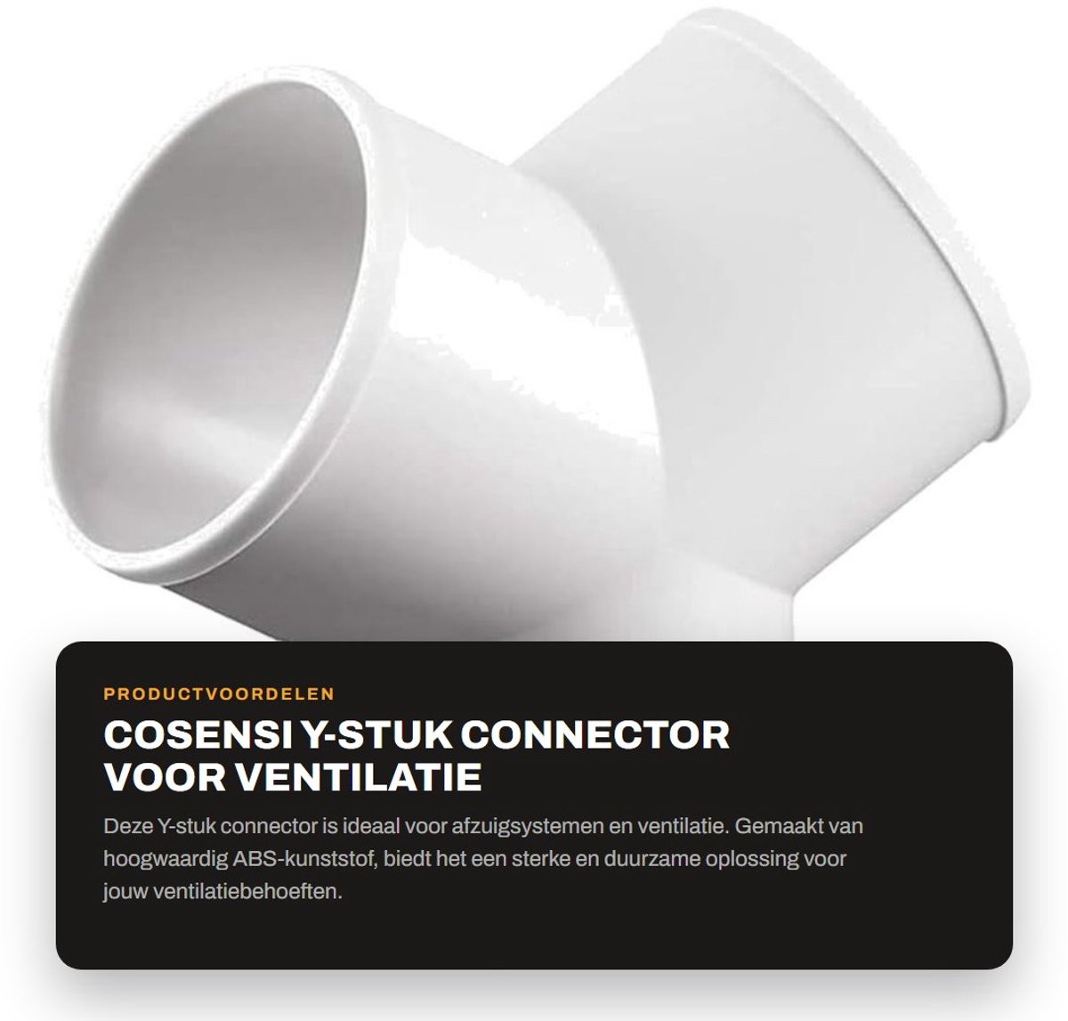 Dailygoods- Y-stuk 3 Manier - Duct Connector - ABS Kunststof - Diameter 97mm - Naadloos Lekvrij - Hoge Sterkte - Kanaalconnector