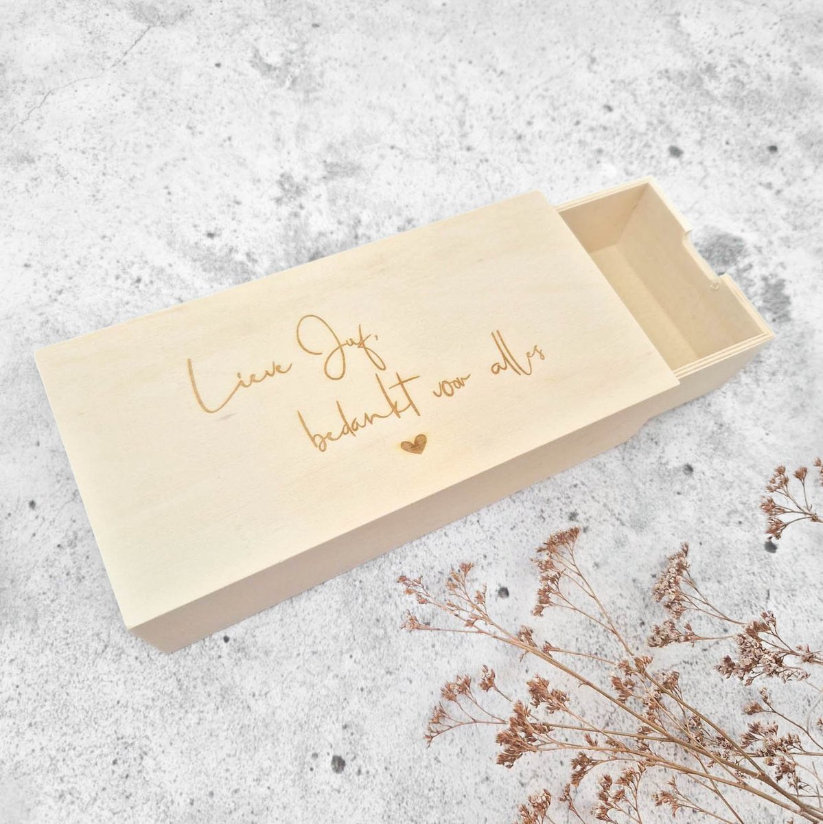 Schuifdoosje - Lieve juf, bedankt voor alles! - juffencadeau - cadeau voor de juf- einde schooljaar cadeau