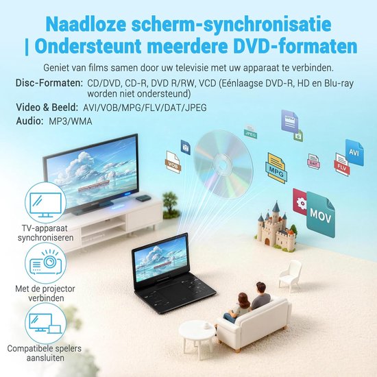 Draagbare DVD Speler - Portable Monitor - Films Kijken - 15.6 Inch Draaibaar Scherm - 17.5 Inch - Zwart — afbeelding 2