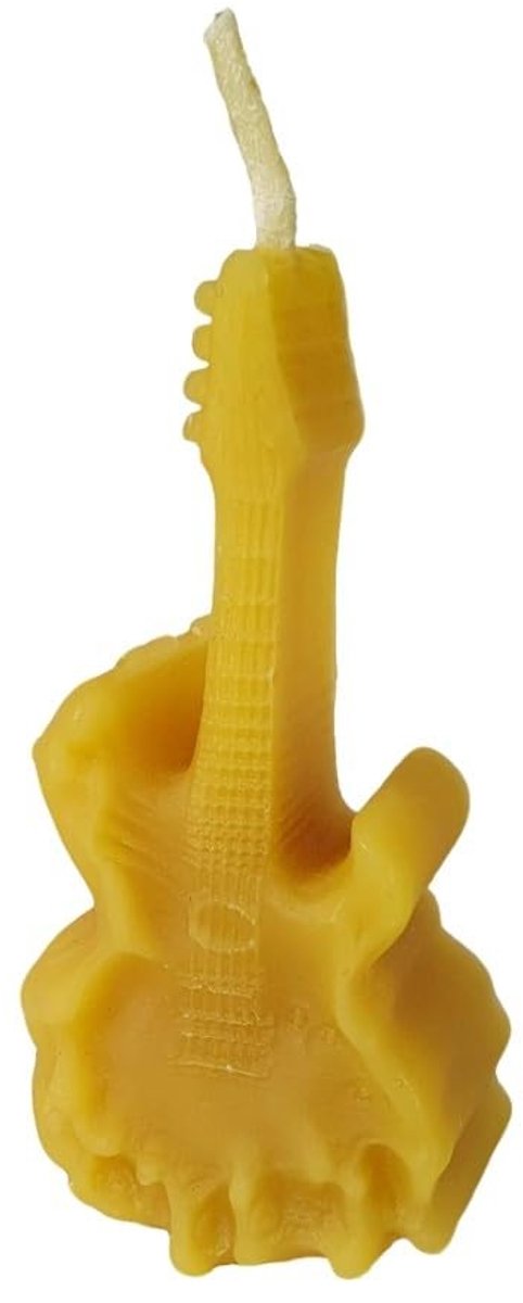 Dailygoods- Bijenwaskaars 7,5 cm - Gitaarkaars - Handgemaakt - Natuurlijke geur - 100% pure bijenwas - Kunstwerk van bijenwas - Geurkaars