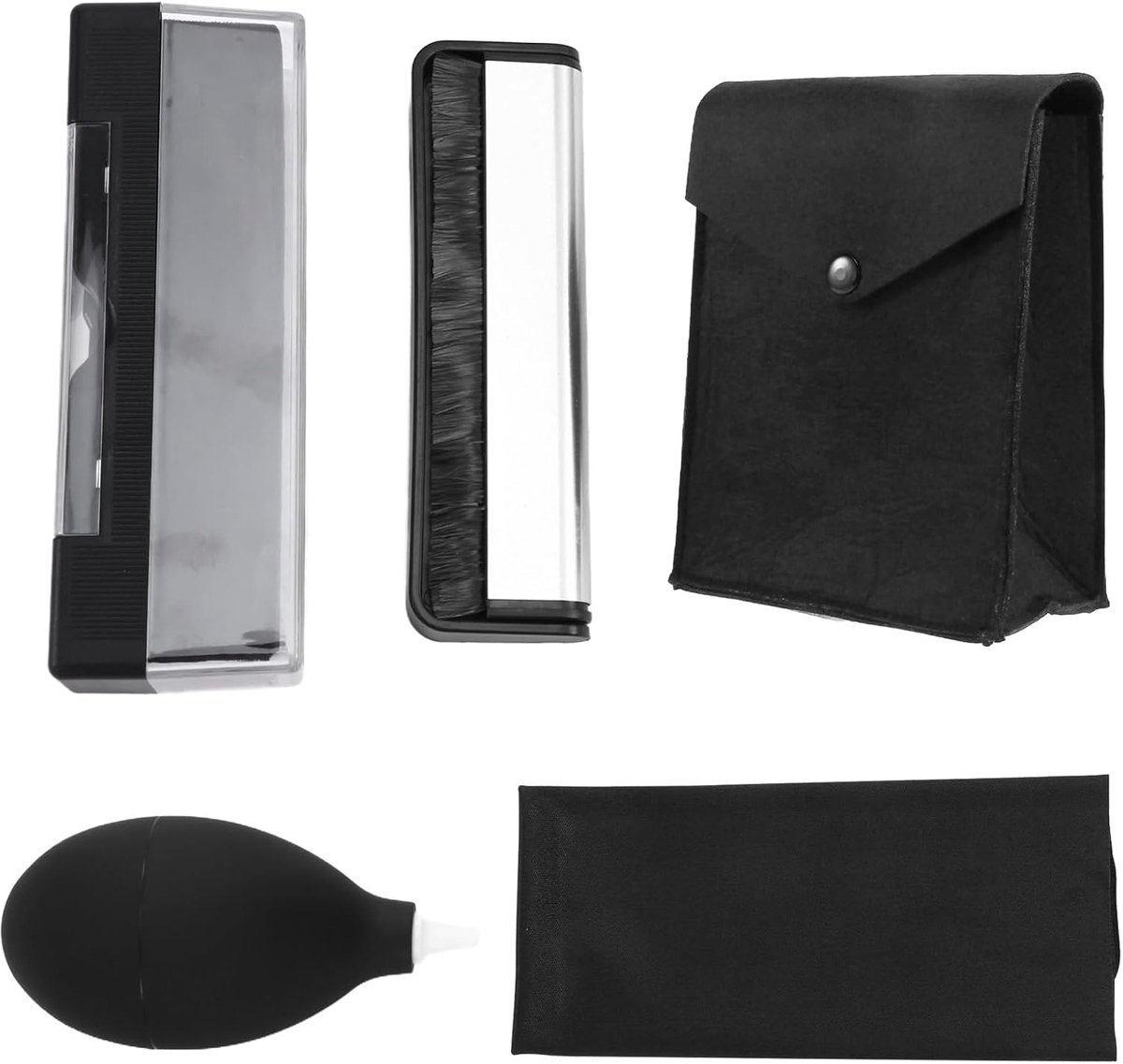Platen Reinigingsset - Borstel Set - Vinyl Onderhoud - Antistatische Eigenschappen - 16 x 13 x 7 cm - Zwart