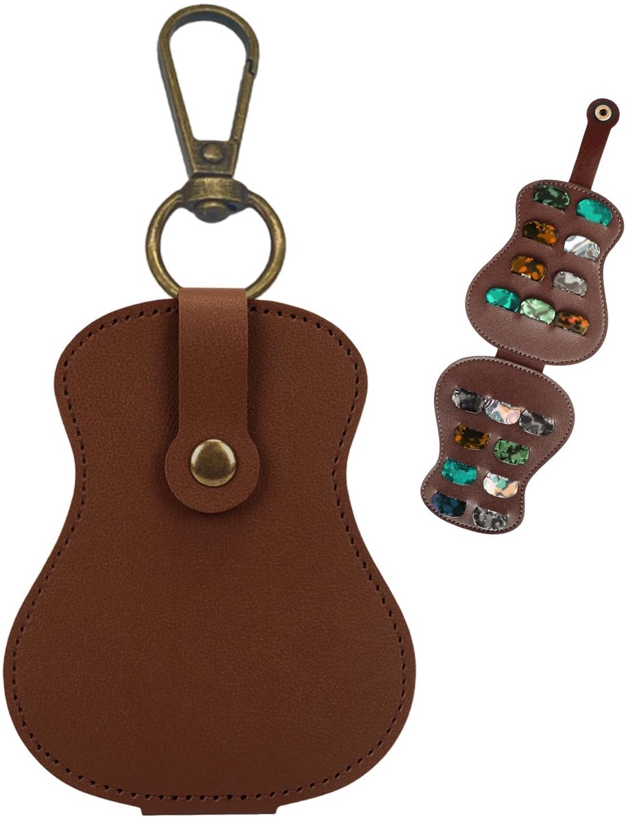 Dailygoods - Lederen Sleutelhanger voor Gitaar Plectrums met Vintage Charm