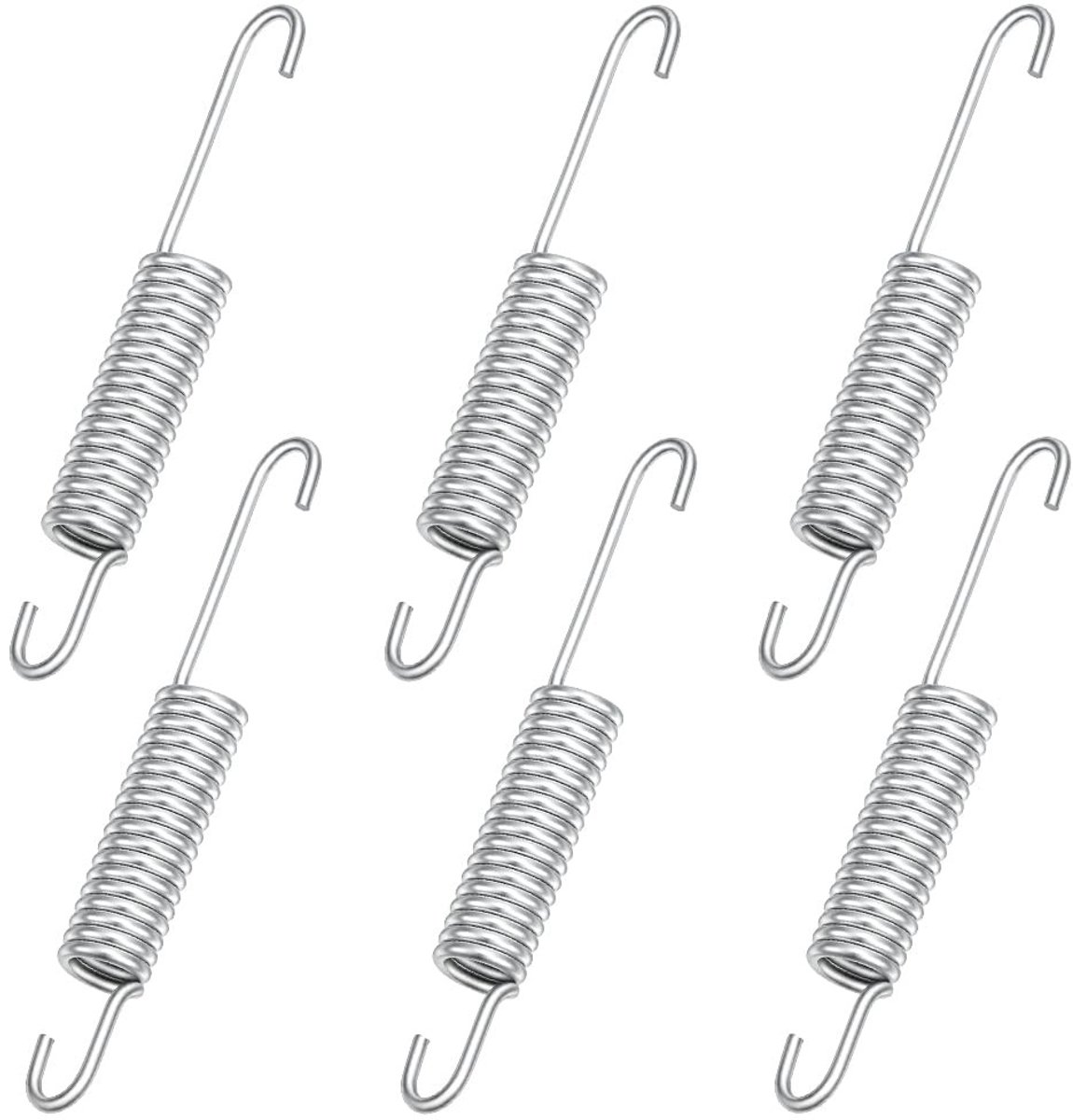 Dailygoods- Spanveren 6 Stuks - Vervangende Trekveren - Roestvrij Staal - Nekhaken - 124,5 x 16 mm - Perfecte Pasvorm - Vervangingsveren