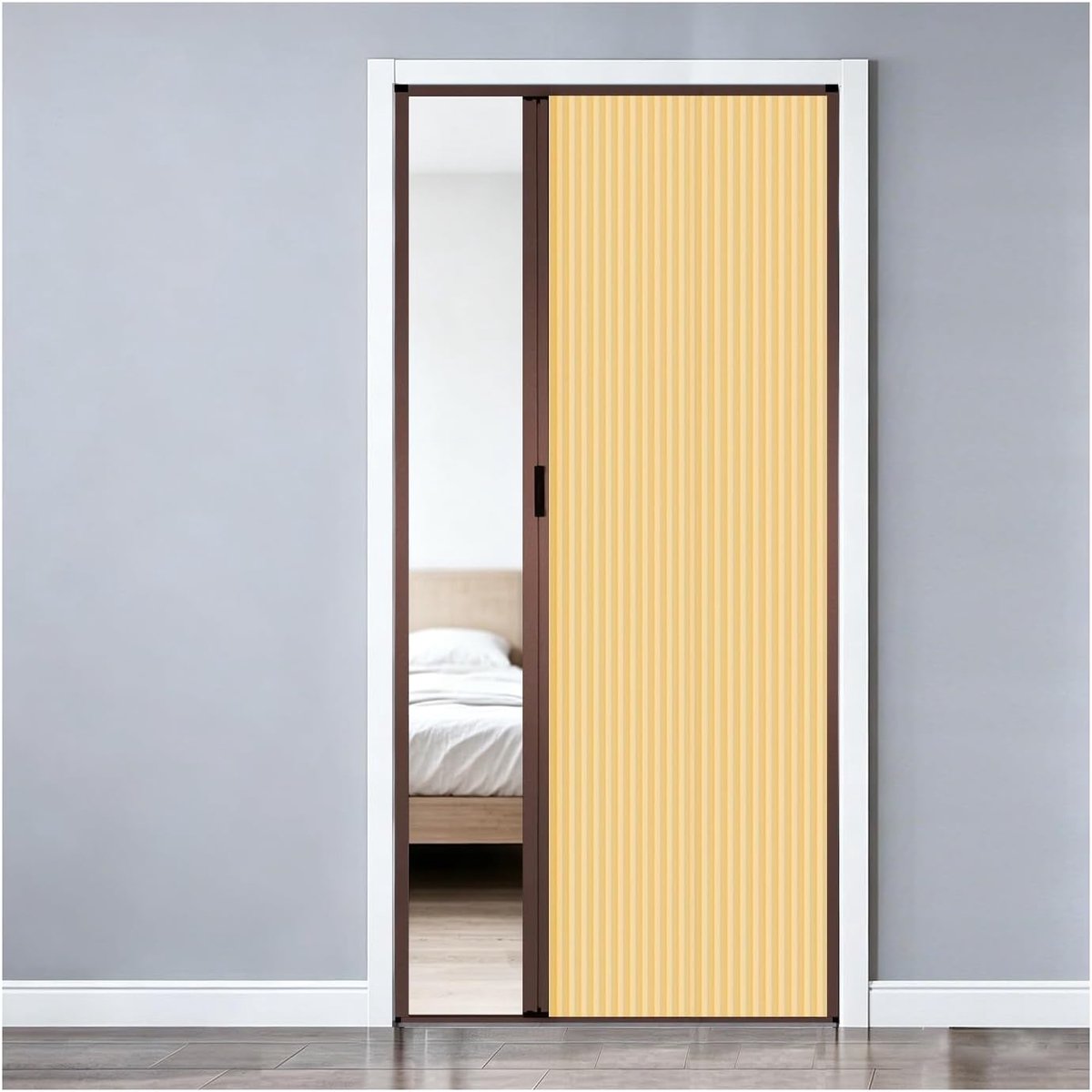 Accordeon Deur - Vouwdeur Binnendeur - Ruimte Verdelen - Gereedschapsloos Monteren - 80x210CM - Bruin Frame