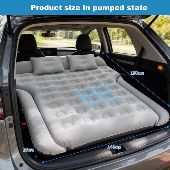 Dailygoods- Automatras met ingebouwde pomp - Luchtmatras voor auto - Opblaasbaar - Lichtgewicht 3,2kg - Geschikt voor SUV's - Comfortabel 180x144x25cm van Dailygoods — afbeelding 5