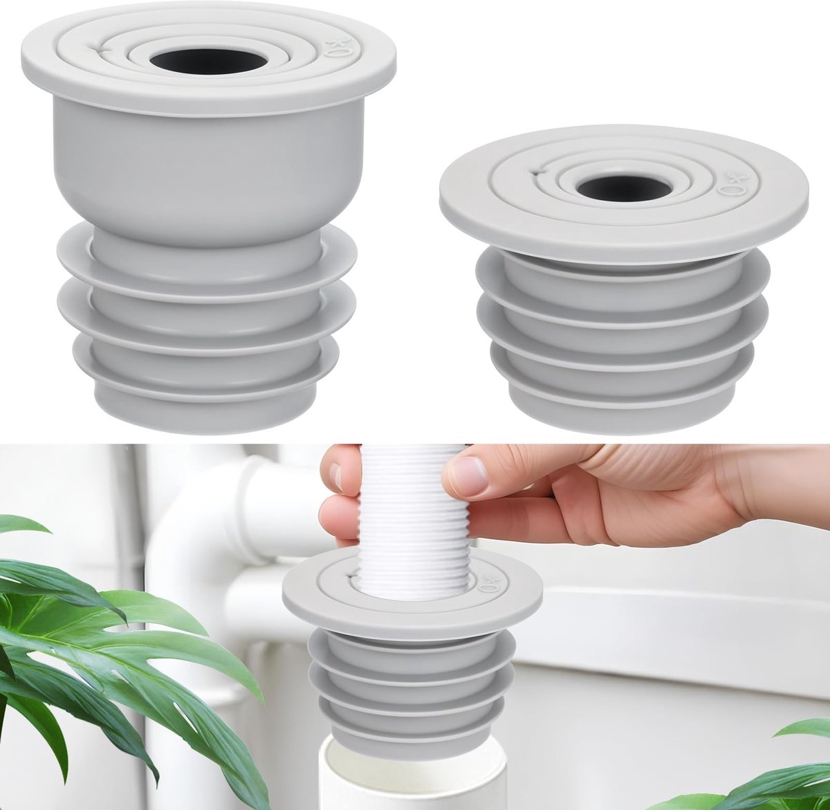 Dailygoods- Slangafdichting Universeel - Afdichtingsstoppen - Afvoerslang - Afvoerbuis - 2 Stuks - Grijs Polyester 35-50mm - Afvoerstop