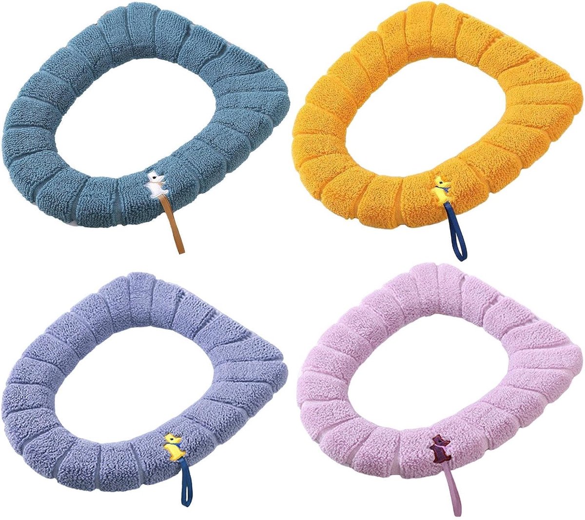 Toiletbrilhoezen Set - Toiletzitting Covers - Winterse Warmte - Machinewasbaar - 4 Stuks - Meerdere Kleuren