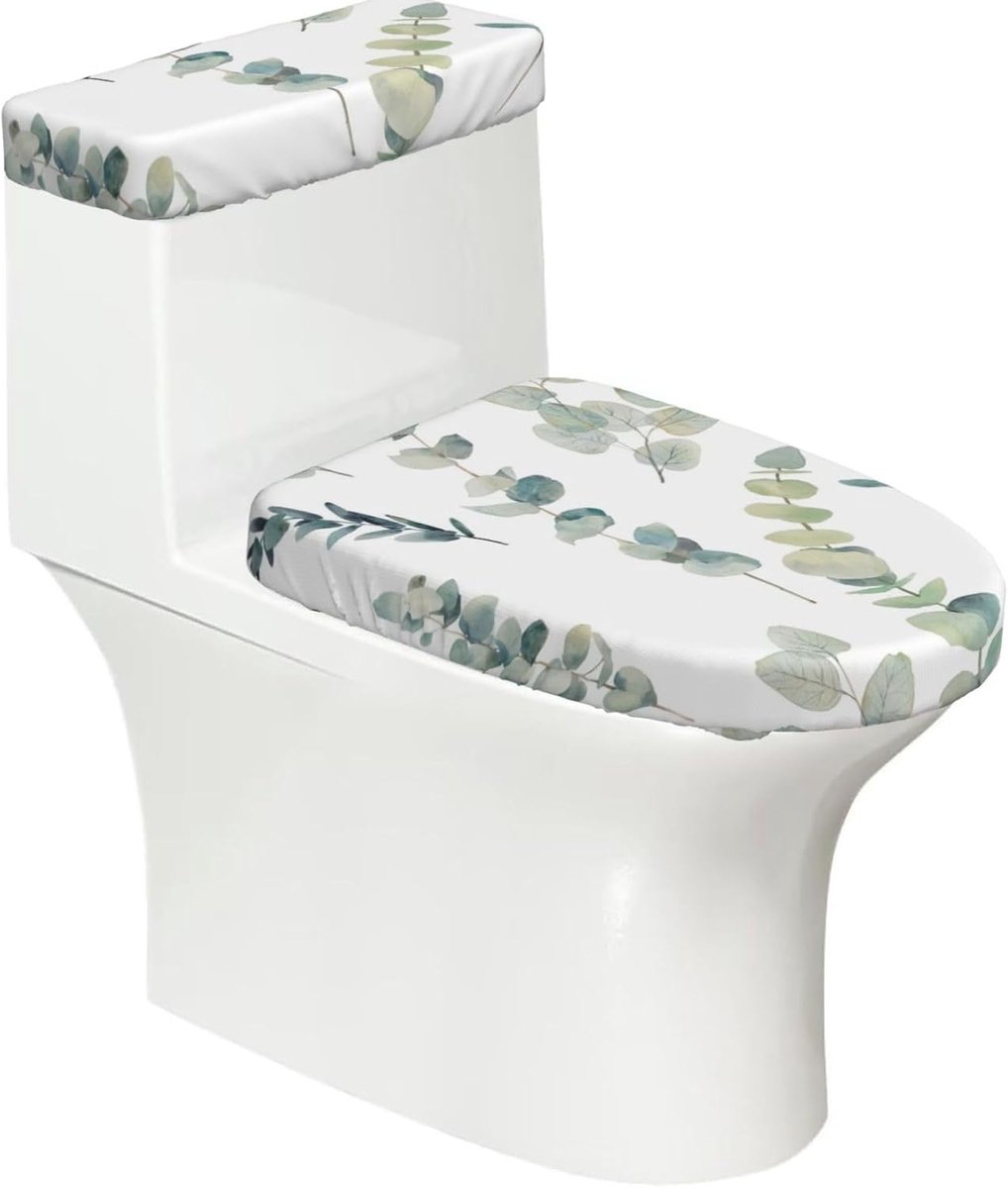 Toiletdekselhoezen Set - Toiletzitting Covers - Badkamer Decoratie - Elastische Rand - 2 stuks - Zwart