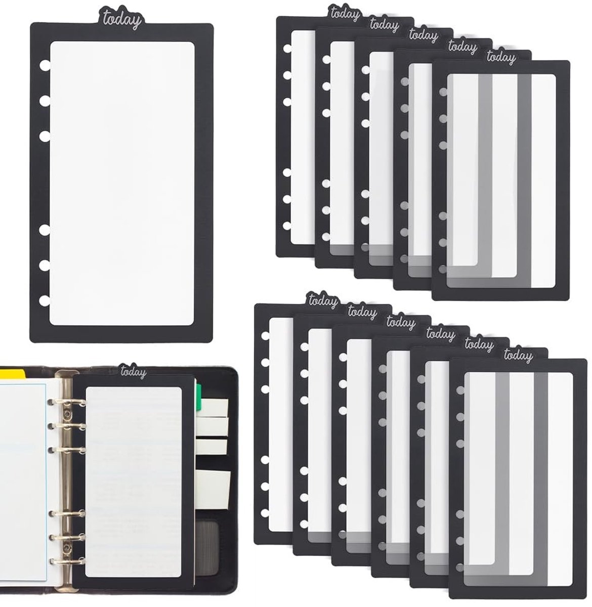 Dailygoods- Index Dividers 12 Stuks - Tabbladen A4 - Scheidingsstroken - Lichtgewicht - Ultradun - Zwarte Randen