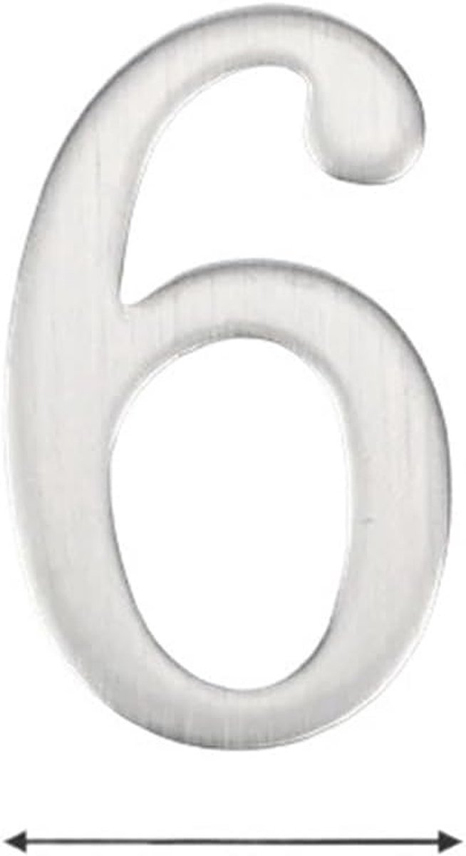 Huisnummer Roestvrij Staal - Zelfklevend Cijfer - Buiten Markering - Scherpe Gedrukte Details - 5 x 3 cm - Zilverkleurig