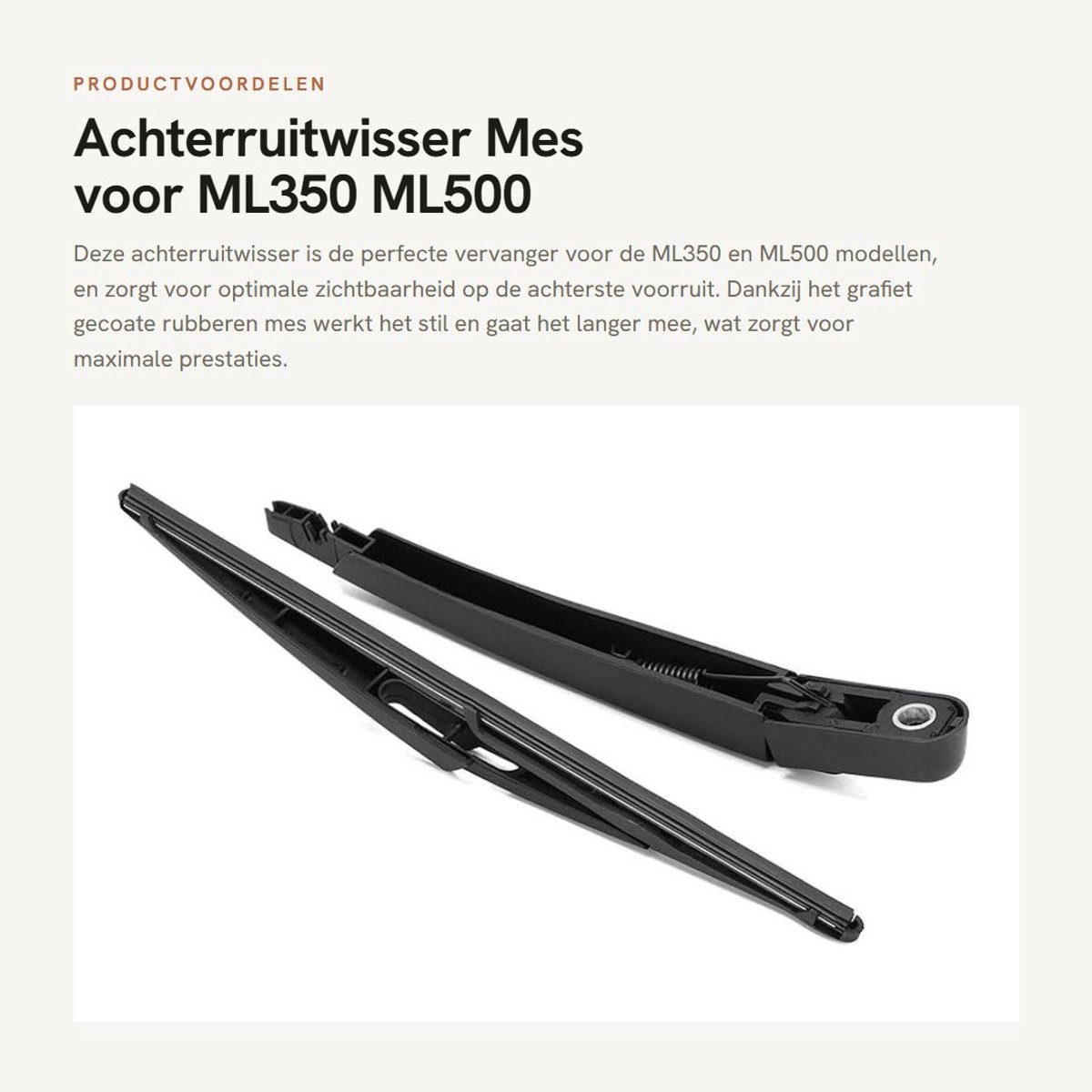 Dailygoods- Achterkeerarm Hoge Prestaties - Vervanging voor W164/W166 - Grafiet Gecoat Rubber Mes - Standaard OE A1648200744 - Professionele Kwaliteit - Duurzaam en Schokbestendig - Achterwisser