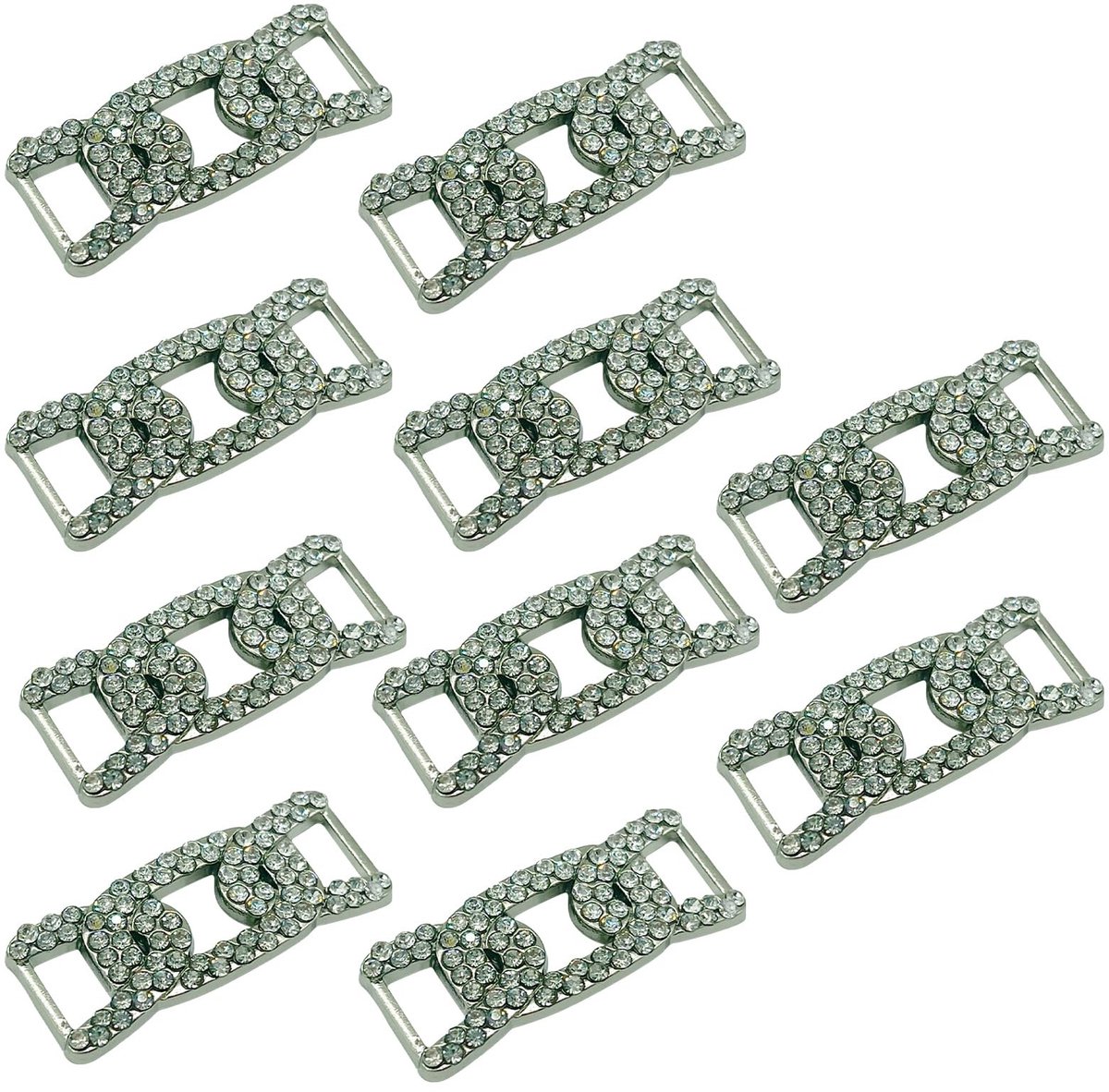 Dailygoods- Elastische Gesp - 10 Stuks - Metalen Vetergesp - Decoratie met Kunstmatige Diamanten - Geschikt voor Sneakers - Eenvoudige Bevestiging - Schoenaccessoire