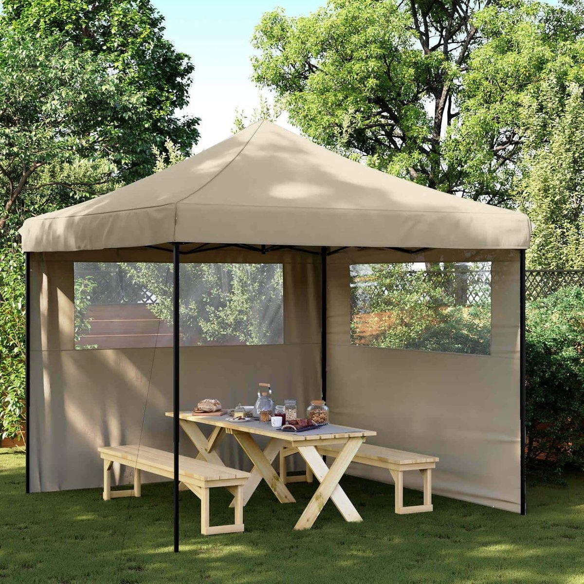 Partytent - Feest tent - Buitenfeest organiseren - Pop-up ontwerp - 292x292x315 cm - Taupe