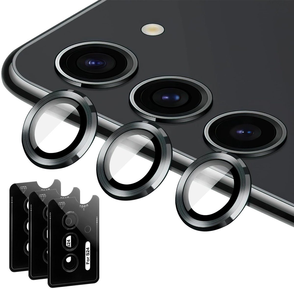 Dailygoods - Camerabescherming voor Samsung Galaxy S24 5G, 9H hardheid, HD, helder, pantserglas, veiligheidsglas, anti-kras