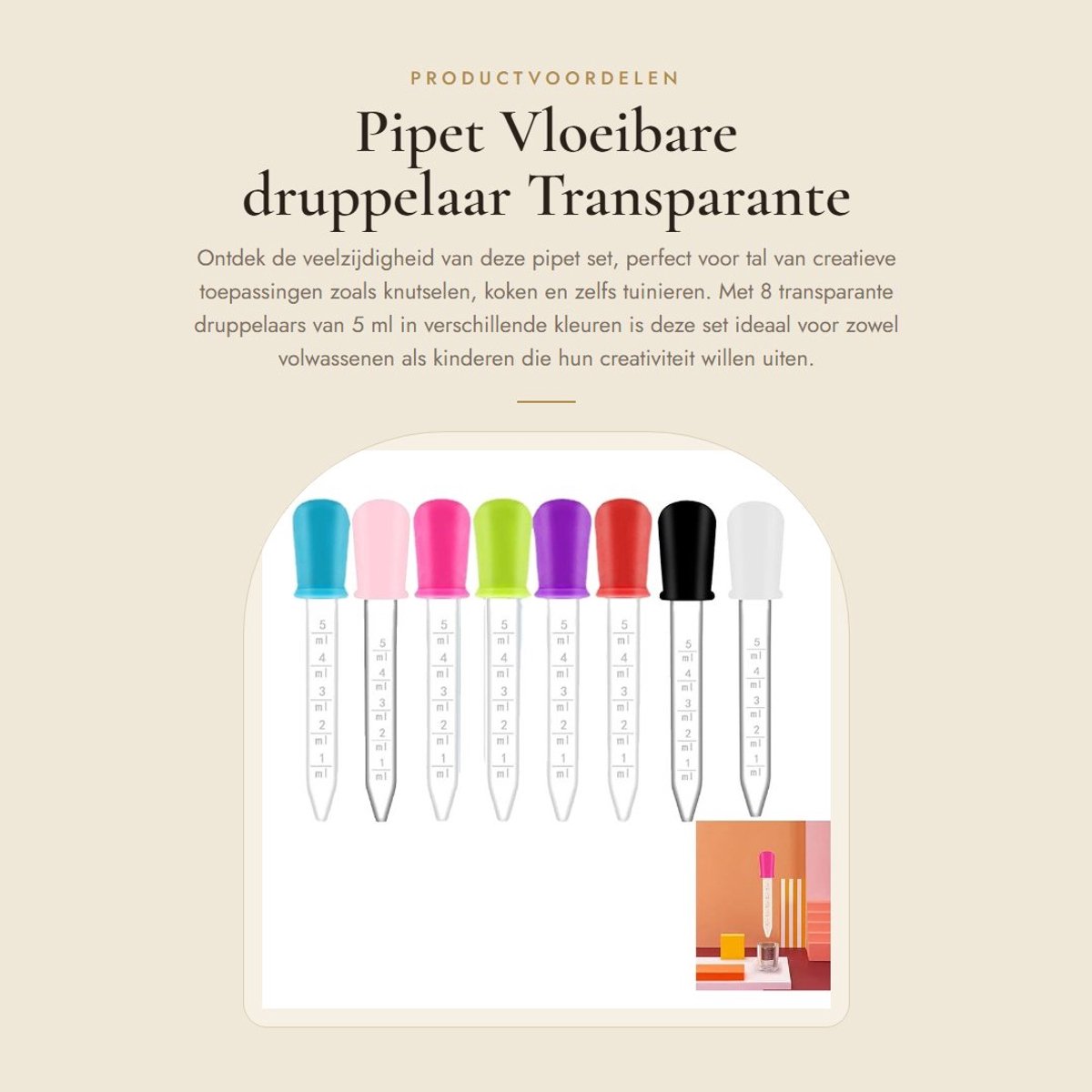 Dailygoods- Pipet Set 8 Stuks - 5 ml - Transparante Druppelaar - Siliconen Druppelaars - Multifunctioneel - Veilig en Betrouwbaar