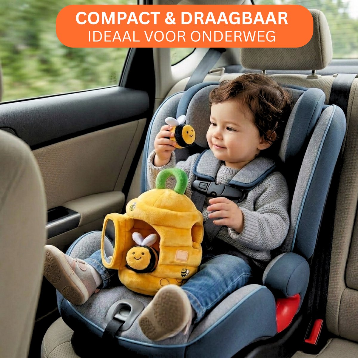 Baby Speelgoed 6-12 maanden - Sensorisch Pluche Speelgoed met Bijenkorf en 5 Bijen - Montessori Speelgoed met Dieren - Baby Cadeau met Knuffels - Educatief speelgoed - Knisperboekje Baby - Kinderspeelgoed 1-3 jaar — afbeelding 6