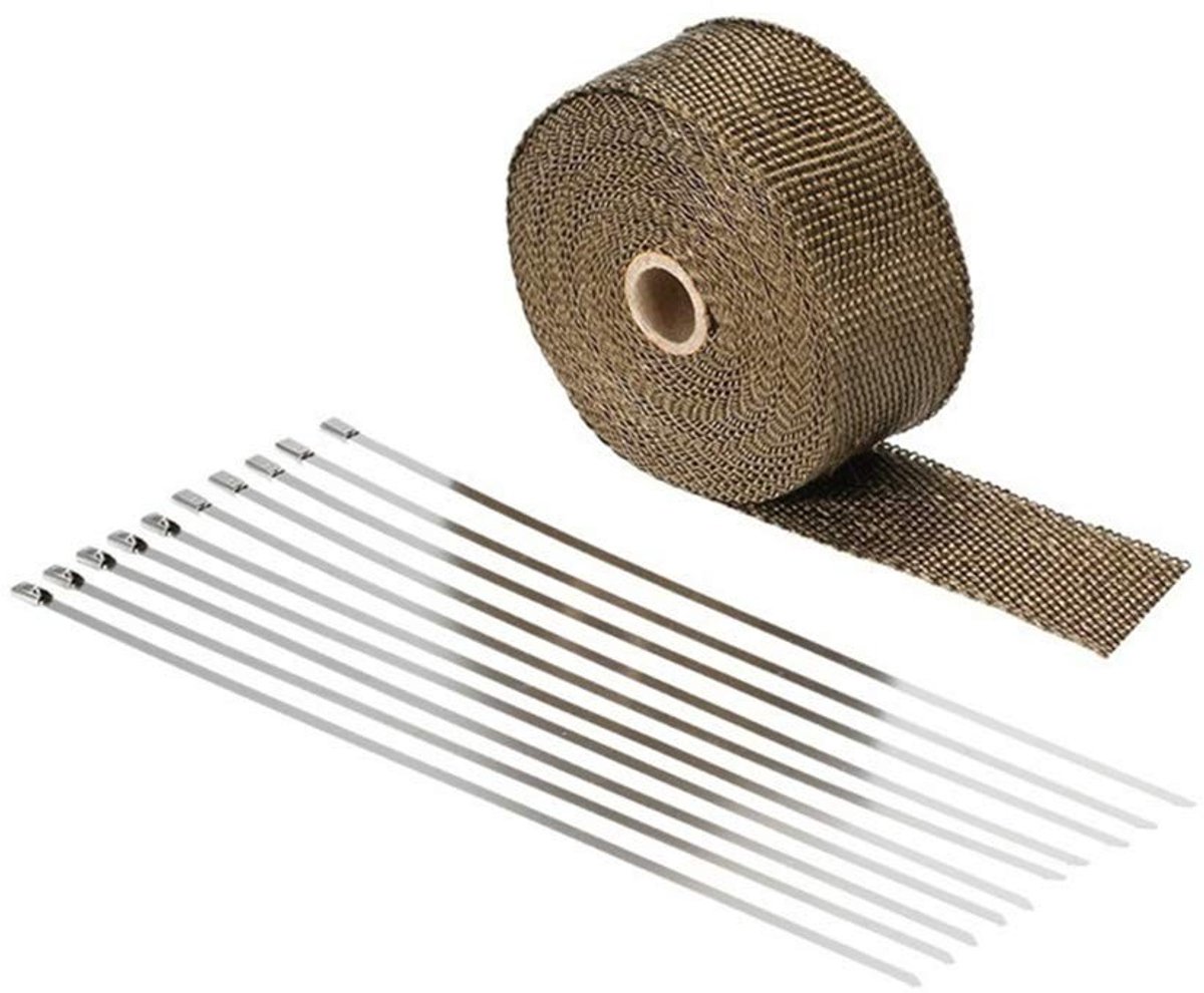 Dailygoods- Isolatieband 10 m - Warmte-isolatie - Buisband 50 mm - Roestvrijstalen kabelbinders - Hoogwaardig vezelmateriaal - Dikte 1,5 mm - Isolatietape