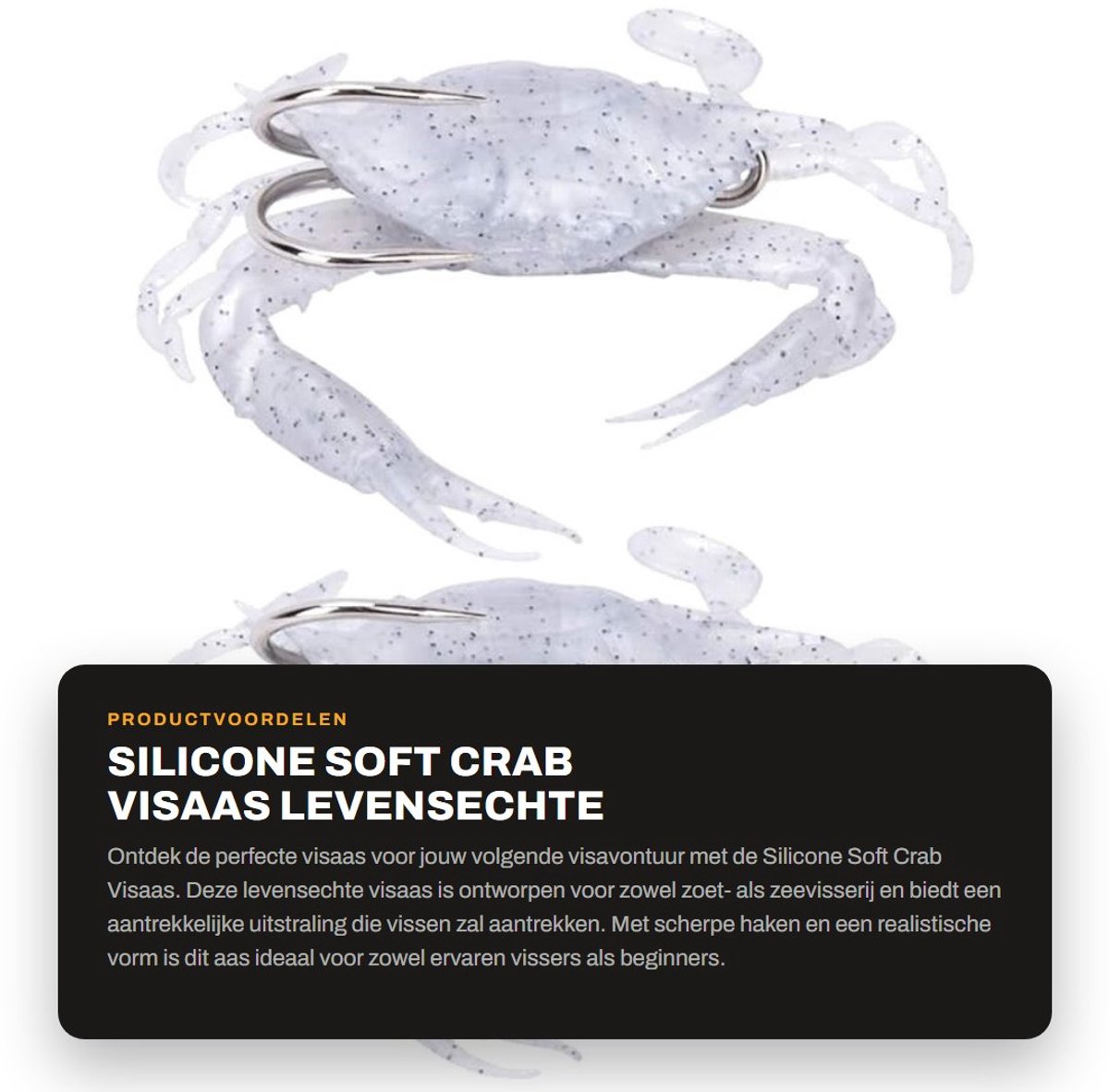 Dailygoods- Visaas 2 Stuks - Silicone Visaas - Levensechte Krabvorm - Met Haken - Aantrekkelijk Beeld - 7,5 cm Lengte - Kunstaas