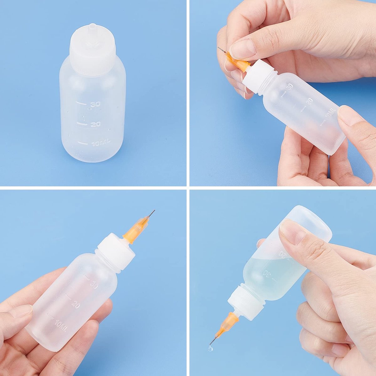 Dailygoods- Knutselflessen 12 Stuks - Multifunctionele Lijmapplicator - Lege Plastic Flessen - 30 ml - 24 Bits - Ideaal voor Nauwkeurig Werk - Lijmfles