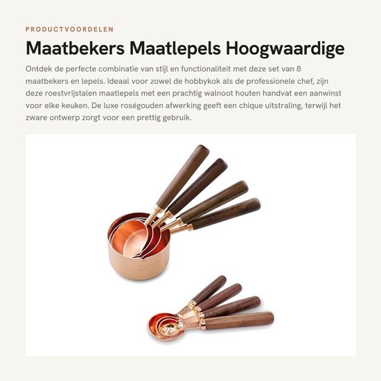 Dailygoods- Maatbekers Set van 8 Stuks - Roestvrij Stalen Maatlepels