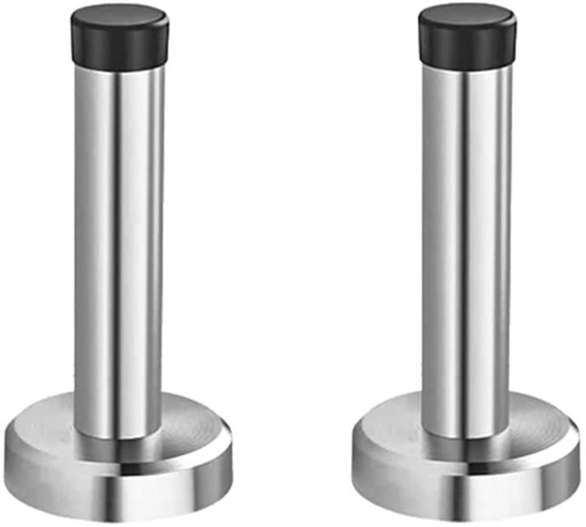 Dailygoods - 2 Stuks Roestvrijstalen Deurstopper Wandmontage met Rubberen Buffers