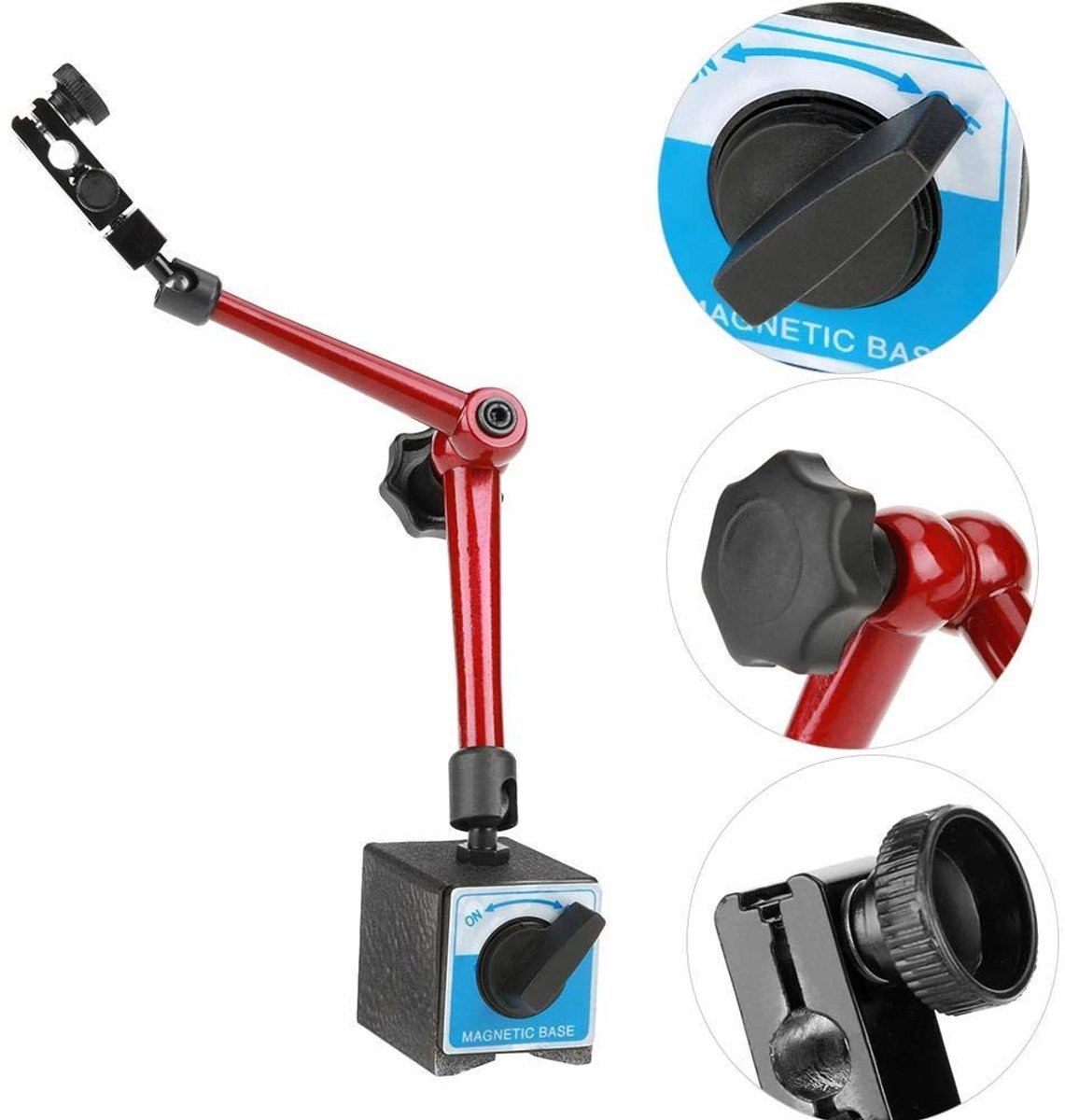Dailygoods- Meetstatief Verstelbaar - Magnetische Basis - Schokbestendig - Centrale Klemming - Roestvrij Staal - Hooggevoelig Mechanisch Gereedschap - Meetstandaard