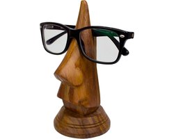 Houten Brilhouder - Neus Frame - Bril Opbergen - Handgesneden Design - 172 cm - Bruin