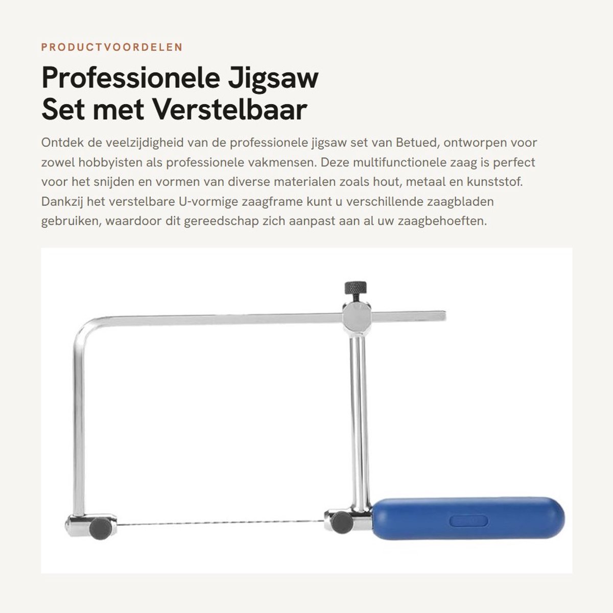 Dailygoods - Professionele Jigsaw Set met Verstelbaar Zaagframe en 6 Spiral Zaagbladen