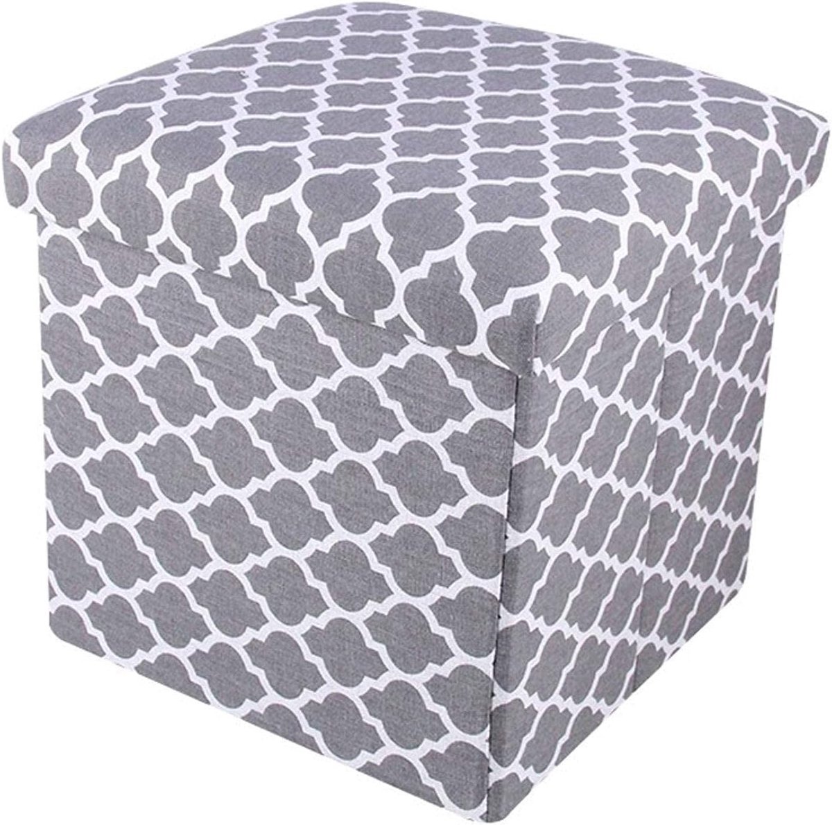 Opvouwbare Poef - Opbergkruk Zetel - Extra Zitplaats - Verborgen Opbergruimte - 38x38x38 cm - Bedrukt