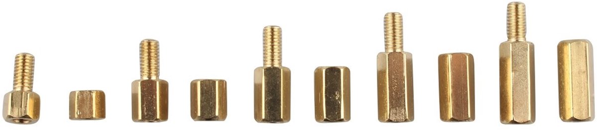 Dailygoods - M3 Koper Messing Zeskant Zuil Afstandhouder - 300 Stuks - Diverse Afmetingen - Printplaat Moeren - Schroeven voor Elektronica - Ideaal vo...