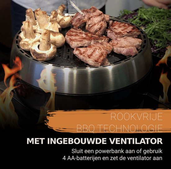 BBQ2GO - BBQ2GO Pro Rookvrije houtskoolbarbecue - Metaal - Zwart - Met draagtas - Met extra zware bakplaat van BBQ2GO — afbeelding 2