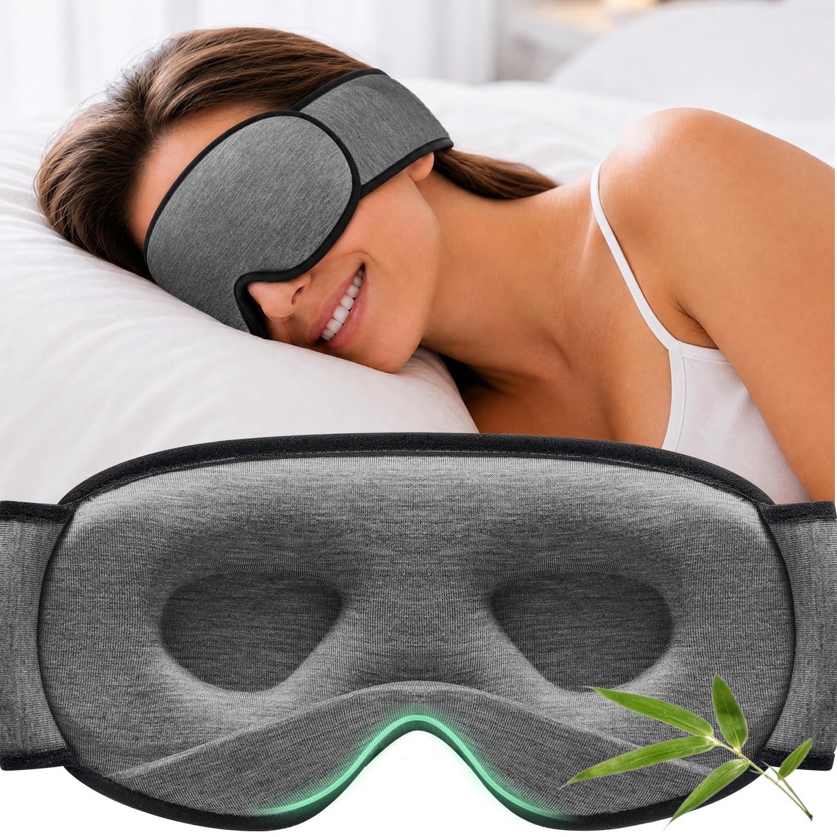 Dailygoods- Slaapmasker Ultra Comfort - Bamboe-viscose - Drukvrije 3D-lichtblokker - Verstelbare band - Zacht en ademend - Ideaal voor thuis en op reis - Slaapbril