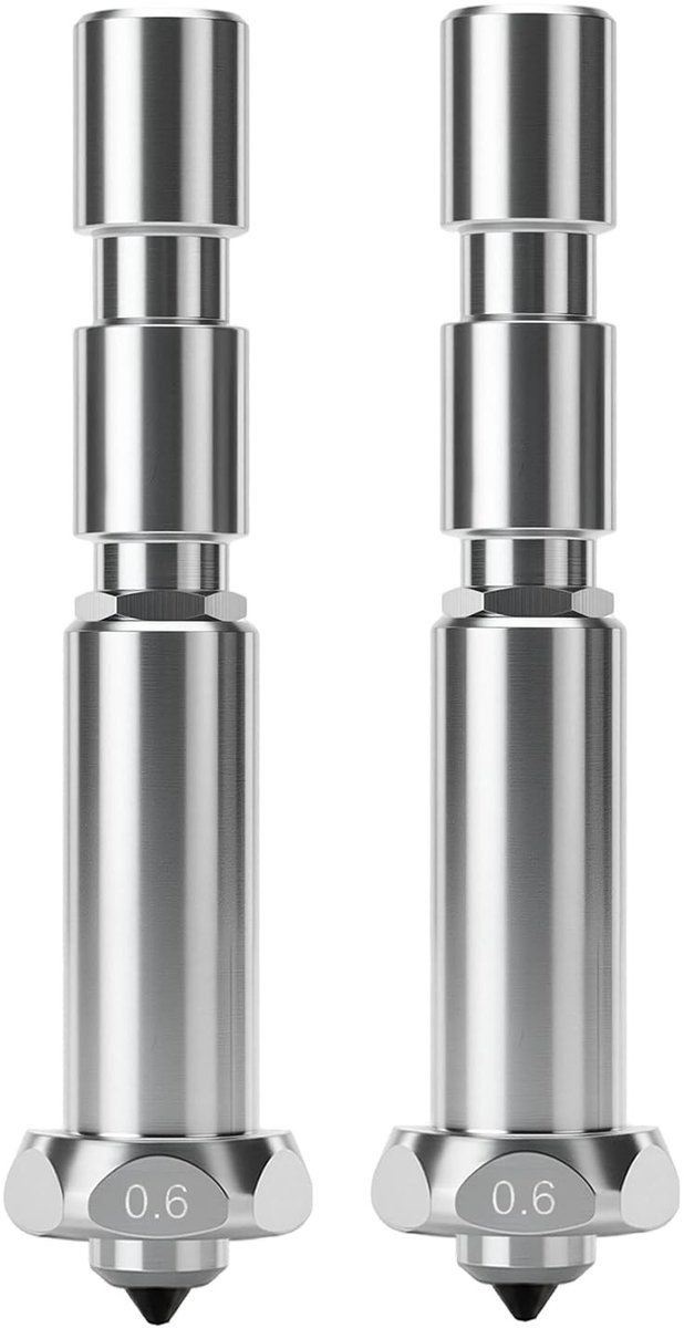 Dailygoods- Mondstuk 0,6 mm - 2-delige Set - Hoogwaardig Hardmetalen - Compatibel met Anycubic Kobra 3 Max - Verhoogde Afdruksnelheid - Duurzaam en Precisie - Sproeier