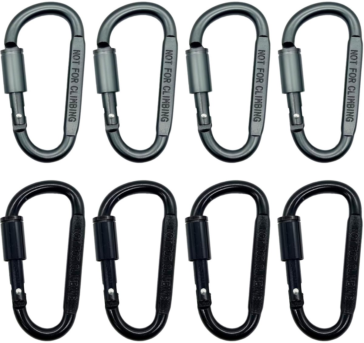 Dailygoods- Karabijnhaak 8 stuks - Aluminiumlegering - Roest- en corrosiebestendig - Sleutelhanger - Outdooraccessoire - Voor kamperen/wandelen/vissen - Haak