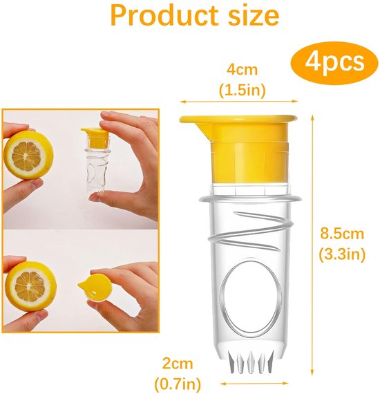 Citroenpers 4 stuks - Handpers Citrus - Sap Maken - Met Deksel - 8 cm - Geel en Groen — afbeelding 5