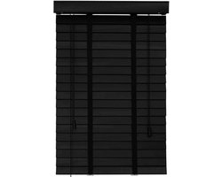 Houten Jaloezieën - Raambekleding - Privacy en Licht - Massief Hout - 45x200cm - Zwart