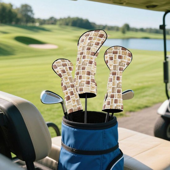 Golf Club Covers - Headcovers Hout - Golf Club Bescherming - Waterdicht Leer - Verwisselbare Tags - Vintage Hout van GOLF — afbeelding 2