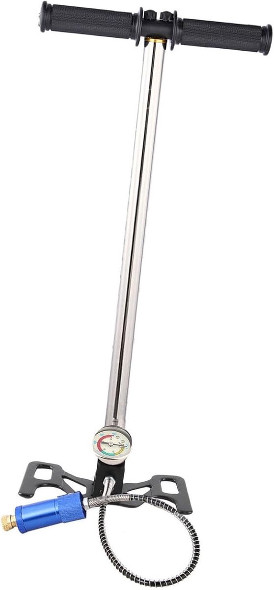 Handmatige Hogedrukpomp - Luchtpomp - Zuurstofcilinders Vullen - Ingebouwde Manometer - 53 Cm Slang - Zilver