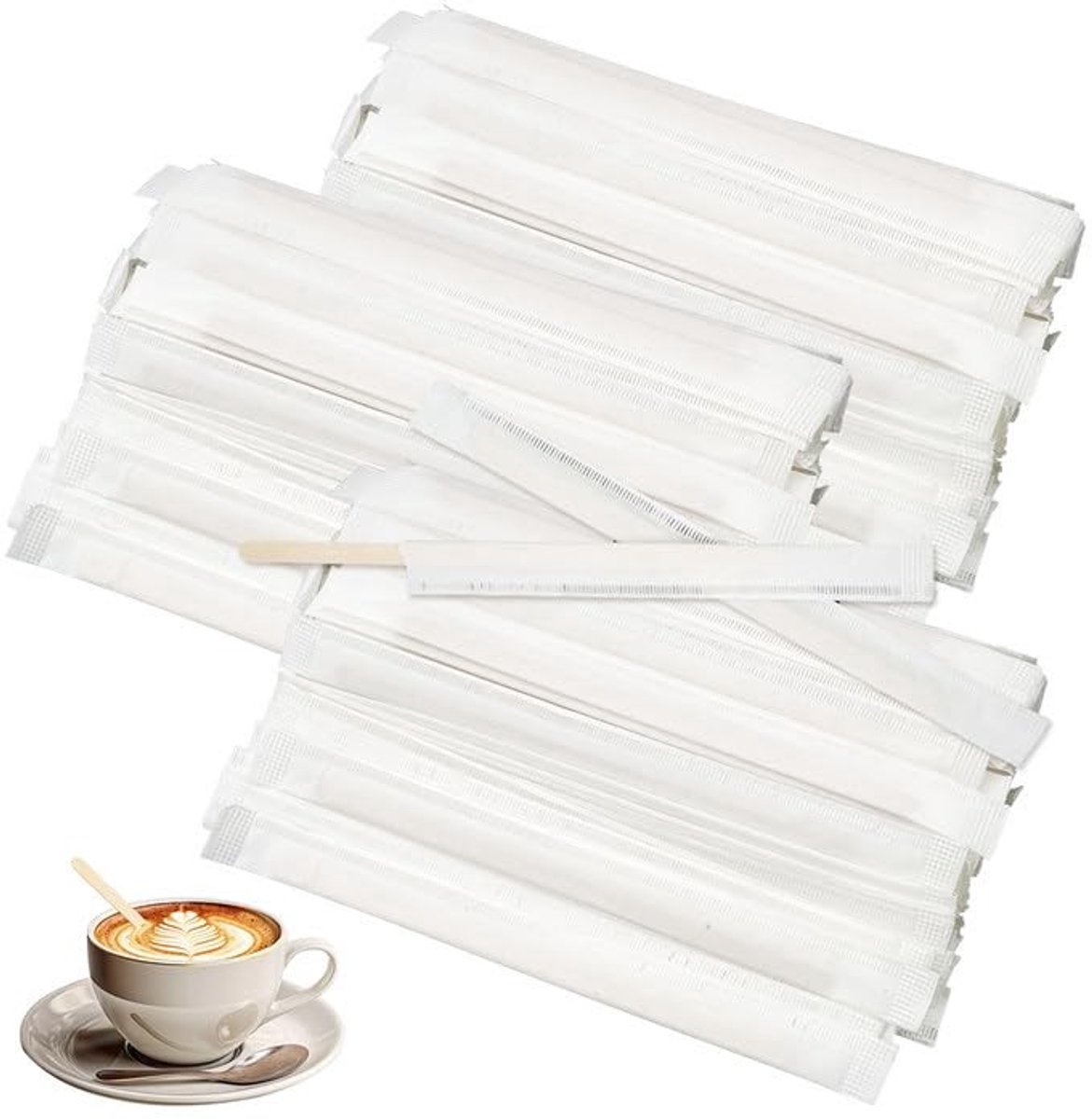 Dailygoods- Koffieroerdertjes 300 Stuks - Houten Roerstaafjes 14cm - Individueel Verpakt - Hygiënisch - Hittebestendig - Glad Oppervlak