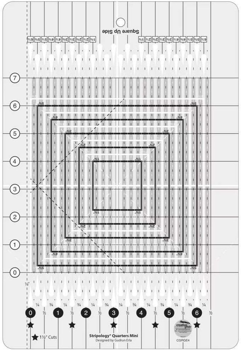 Strip Snijliniaal - Quilt Liniaal - Stoffen Verwerken - Nauwkeurige Snedes - 31.8 x 21.6 cm - Transparant