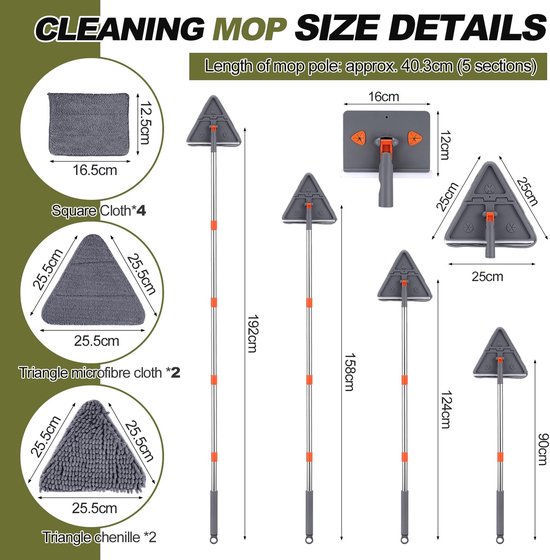 Wand- en Plintreiniger met Lange Steel - Dweil met 8 Herbruikbare Pads voor Al het Schoonmaakwerk van MAGICSWEEP — afbeelding 5