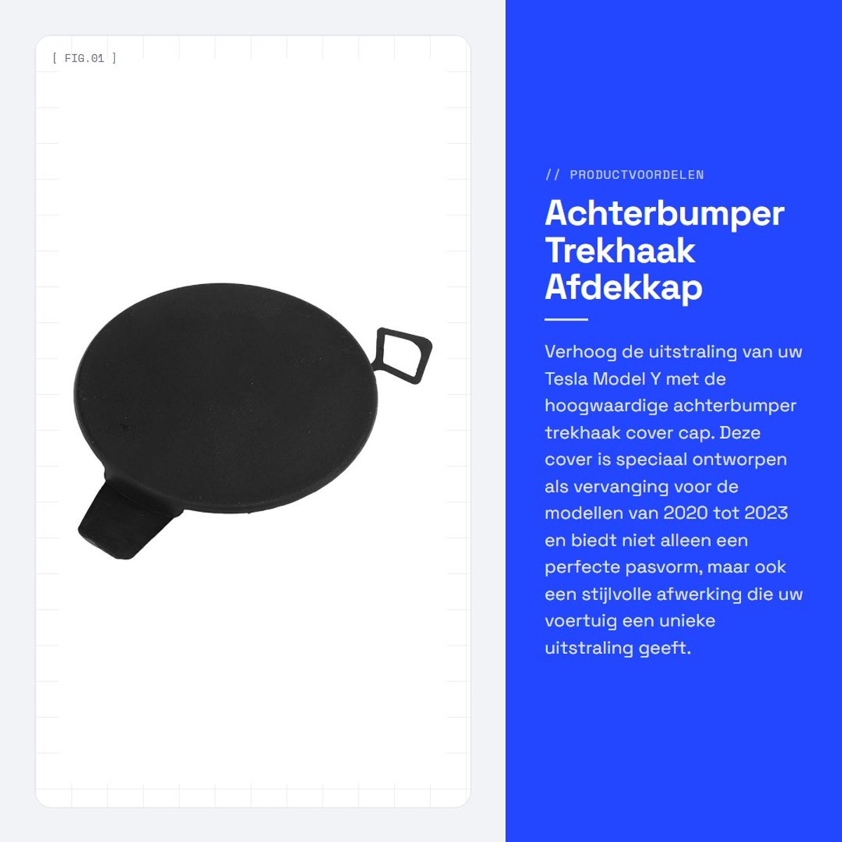 Dailygoods- Trekhaak Afdekkap Hoogwaardige Vervanging - Achterbumper - Model Y 2020-2023 - ABS - 1 Stuk - Perfecte Compatibiliteit - Trekhaakdop