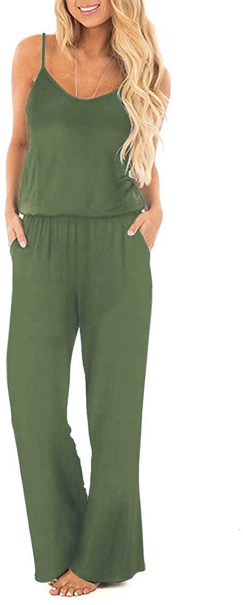 Dailygoods- Jumpsuit Dames Mouwloos - Lange Broek - Casual - Steekzakken - Elastische Tailleband - Comfortabele Pasvorm - Broekpak