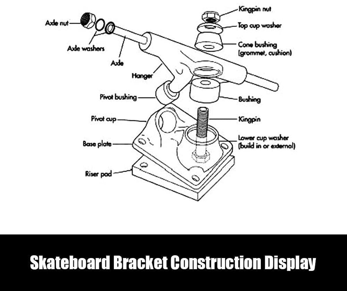 Dailygoods- Skateboard Trucks 4-8 Inch - Gepolijst - Zwarte Trucks - Hoog Draagvermogen - Lichtgewicht - Minder Wrijving - Skateboardassen