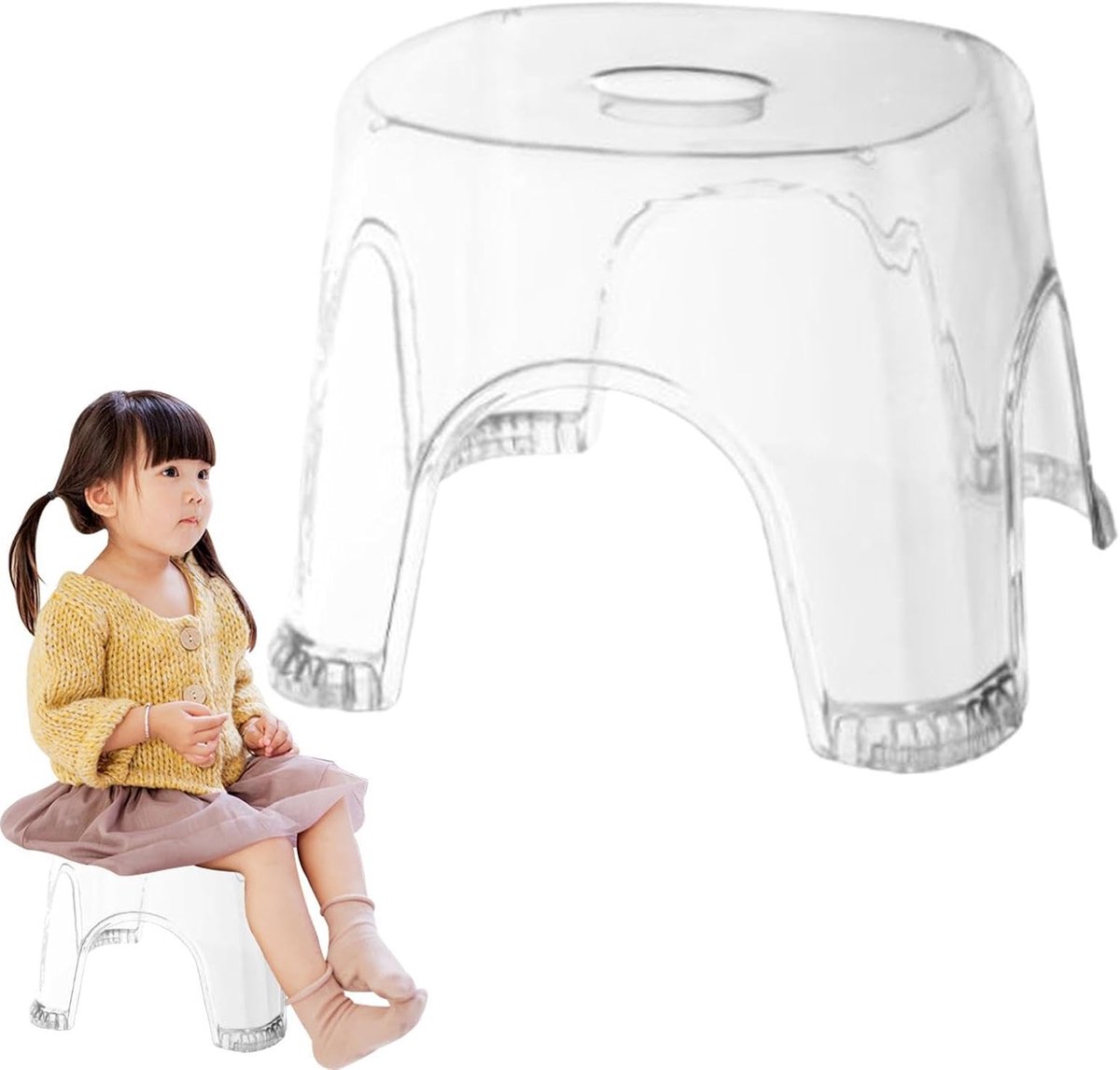 Badkamer Krukje - Douche Stoel - Veilig Douchen - Antislip Ontwerp - 26x22x20 cm - Transparant Wit
