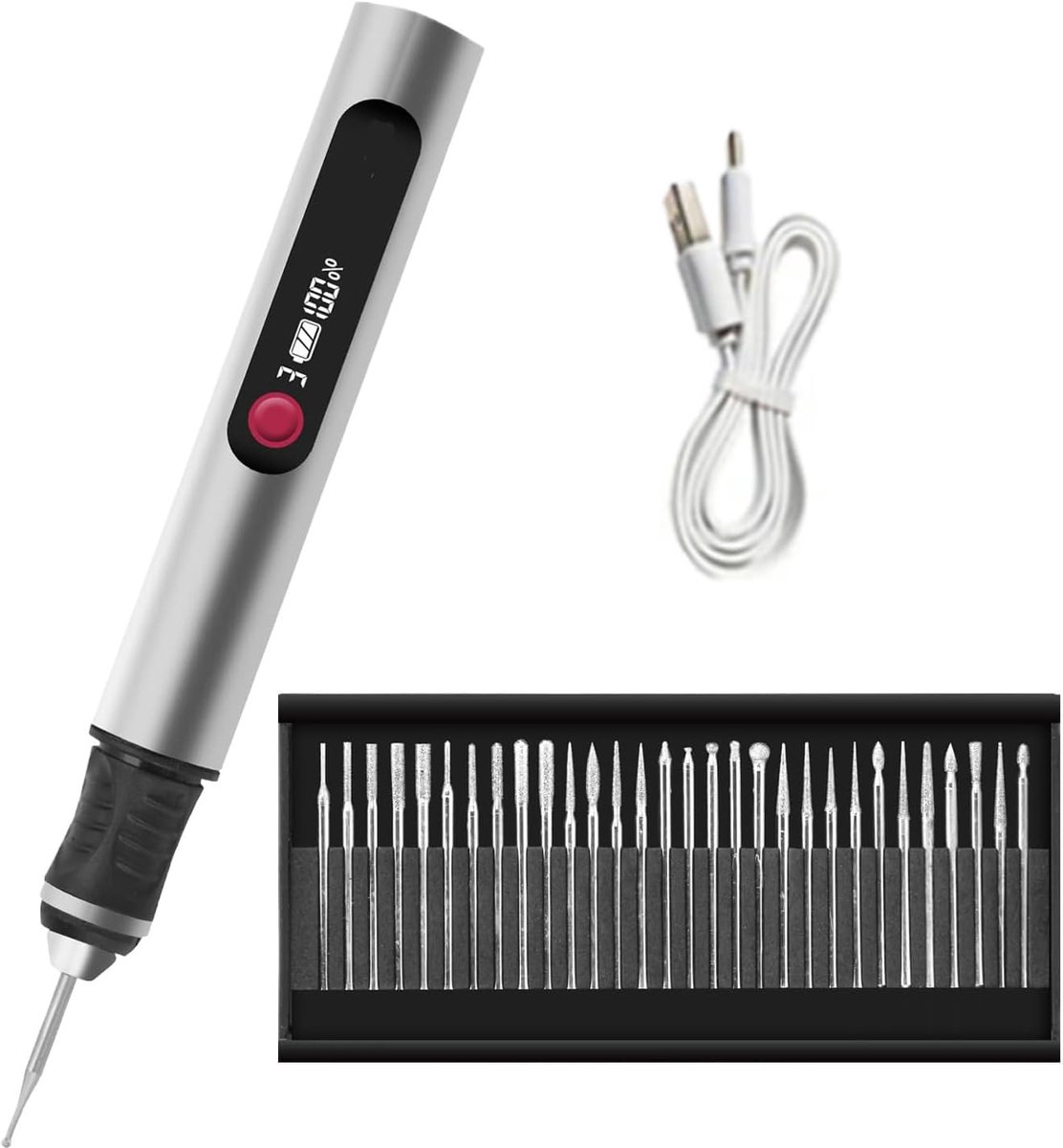 Graveerstift Set - Graveer Pen - DIY Projecten - 30 Boren Inclusief - 12 cm Lengte - Zwart