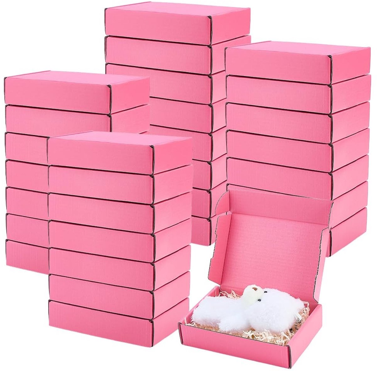 Dailygoods- Verzenddozen 30 stuks - Roze Kartonnen Dozen - Voor Kaarsen/Cadeaus - Afmeting 13,8 x 9,1 x 3,8 cm - Ideaal voor Verzending - Betoverende Verpakking - Verpakkingen