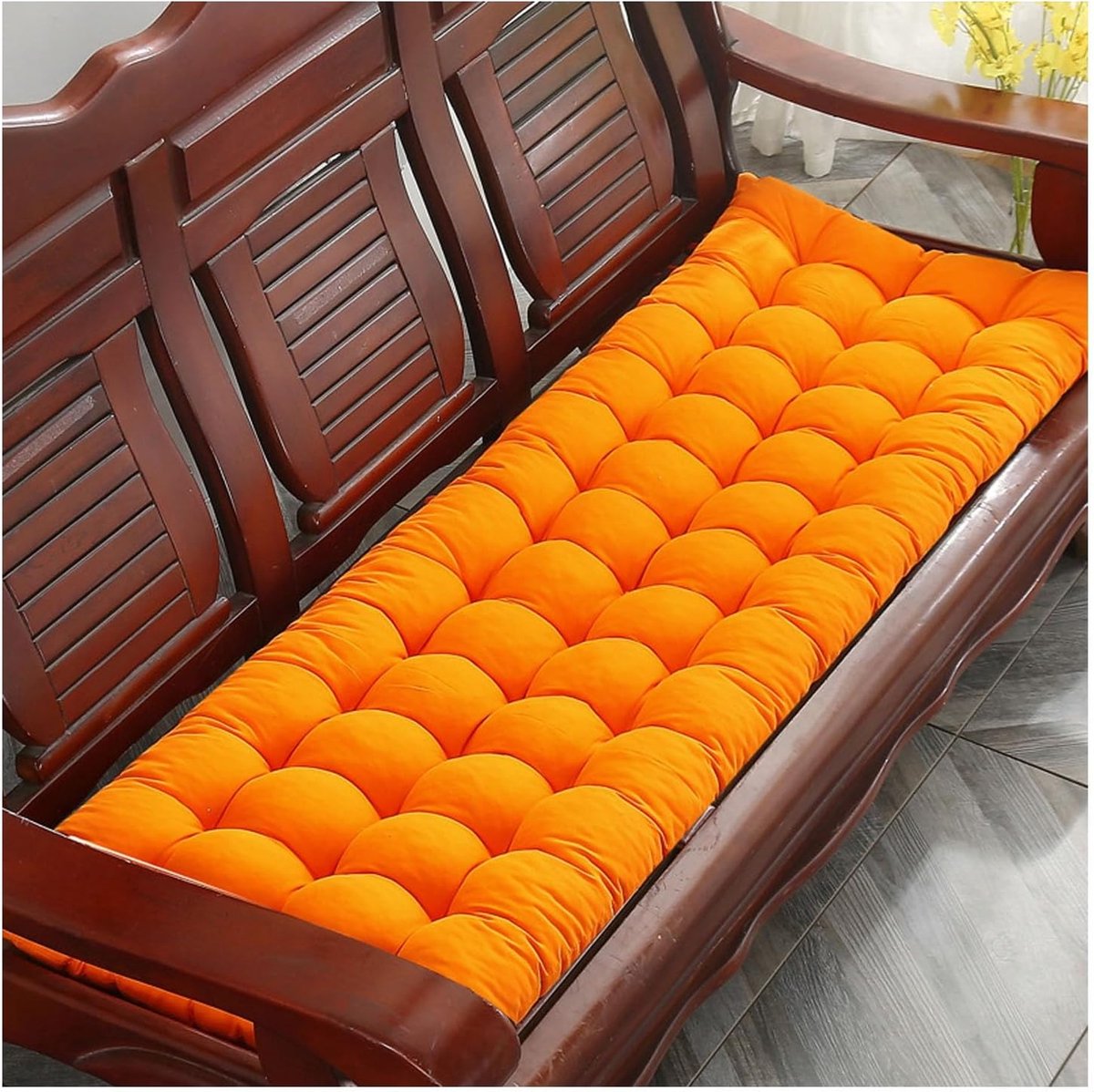 Bankkussen Chaise Longue - Tuinkussen Zitkussen - Comfortabel Zitten - 8 cm Dik - 48 x 160 cm - Oranje